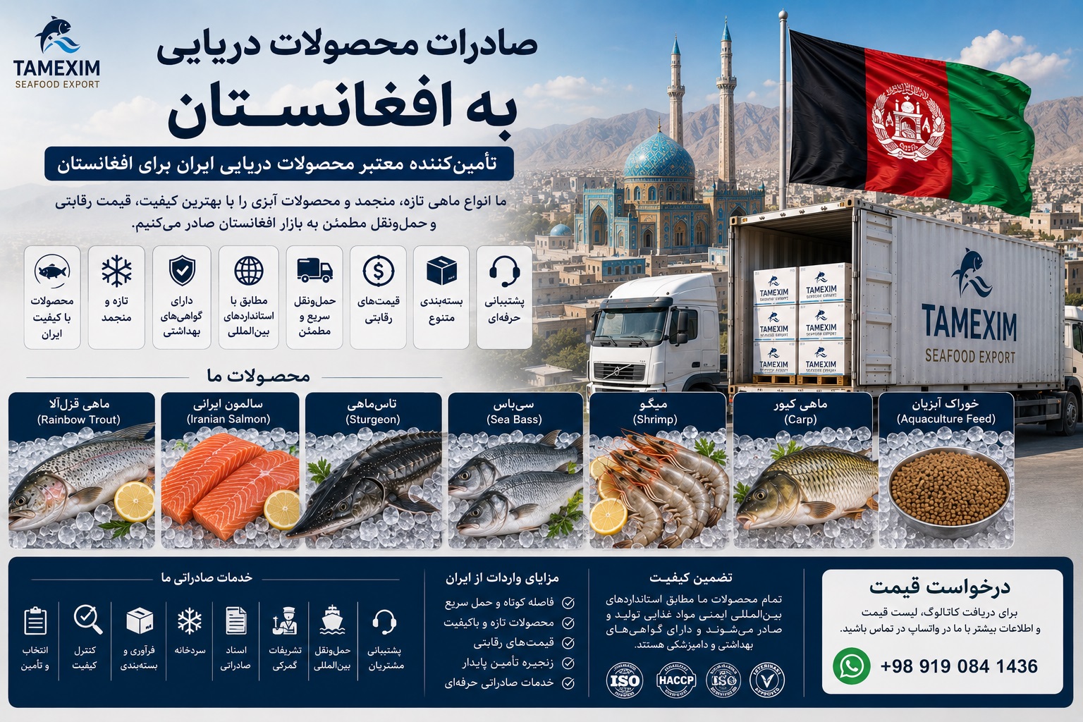 صادرات آبزیان ایران به افغانستان